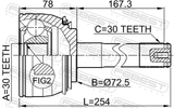 Febest 0110-074 Outer CV Joint 30X72.5X30