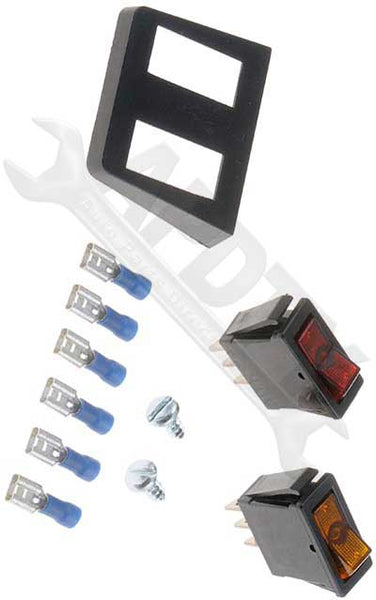 APDTY 97032 Dual Rocker Switch Trim Kit With Bezel Two Switches Red & Amber