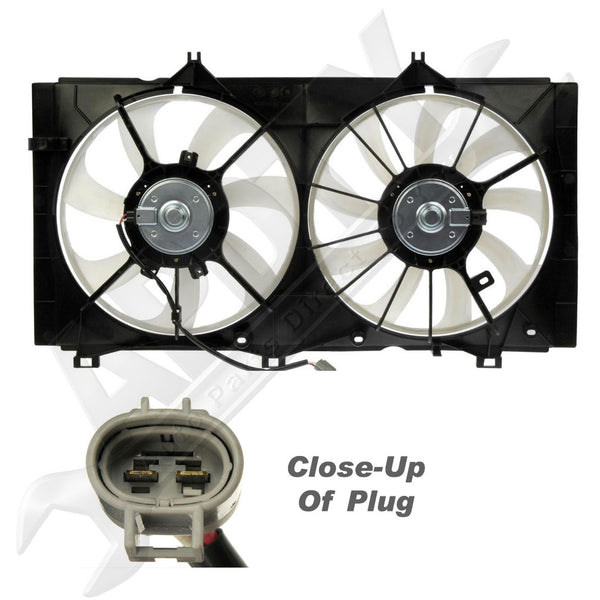 APDTY 732518 Cooling Fan Assembly -Dual Radiator/Condenser Replaces 16361-0H240