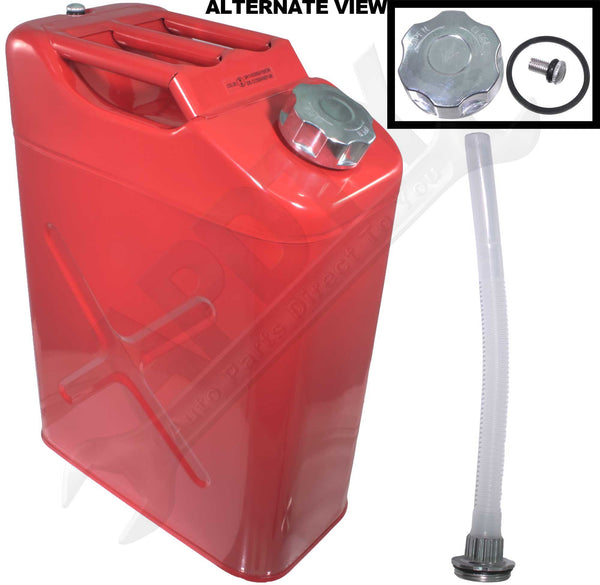 APDTY 112013 Metal Safety Gas Water Jerry Can Includes Steel Cap & Plastic Spout