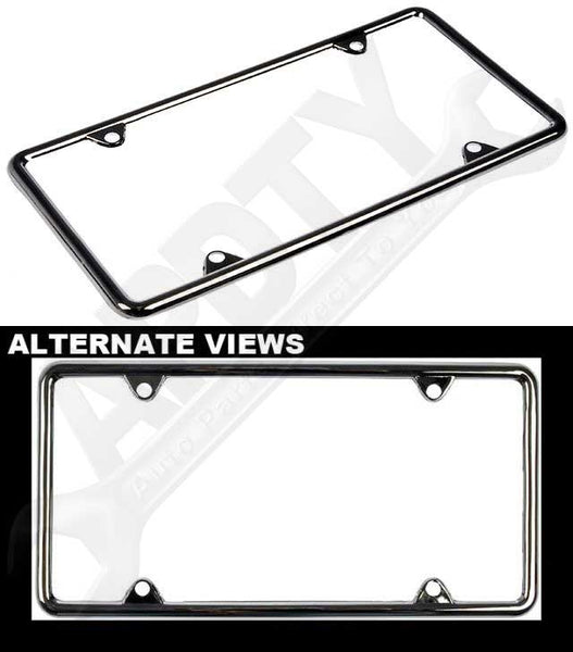 APDTY 79255 Universal Metal License Plate Trim Frame Chrome Finish