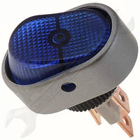 APDTY 95982 Electrical Switches - Rocker Full Glow - Oval Style Aluminum - Blue